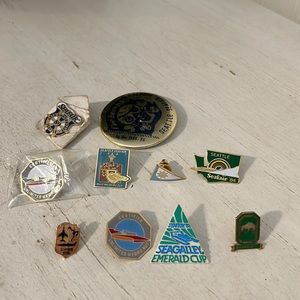 1982-1990 Seattle Seafair hydro pins and pirates button 50th Anniversary more